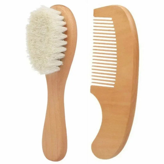 2 Piece Wooden Infant Brush & Comb