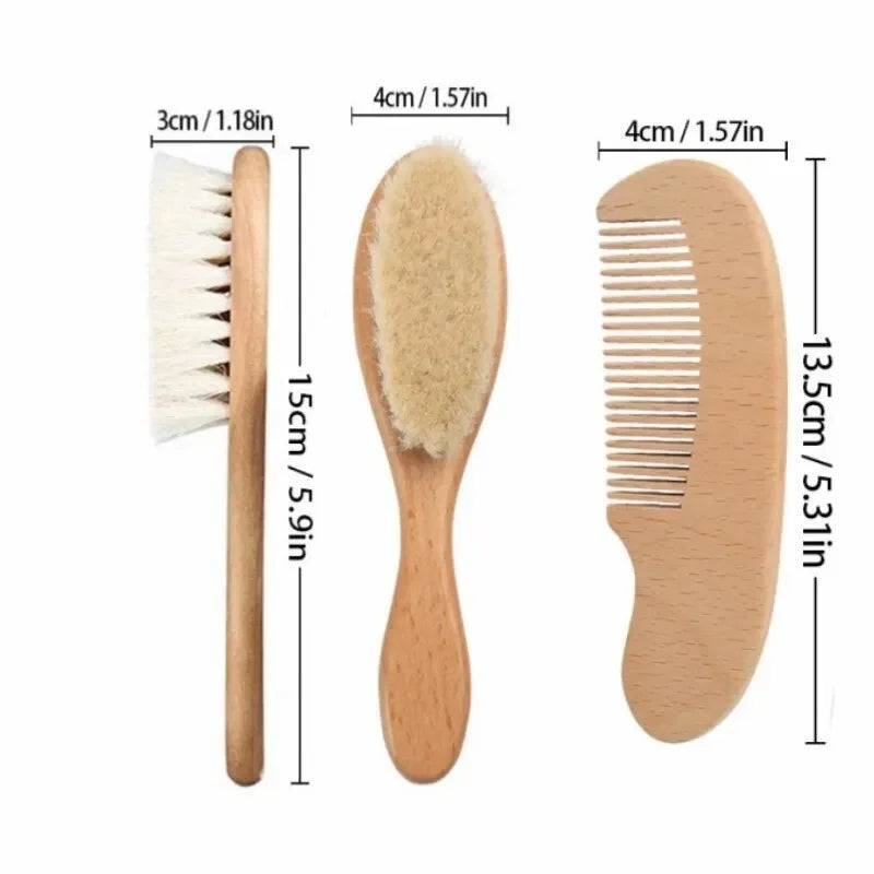 2 Piece Wooden Infant Brush & Comb