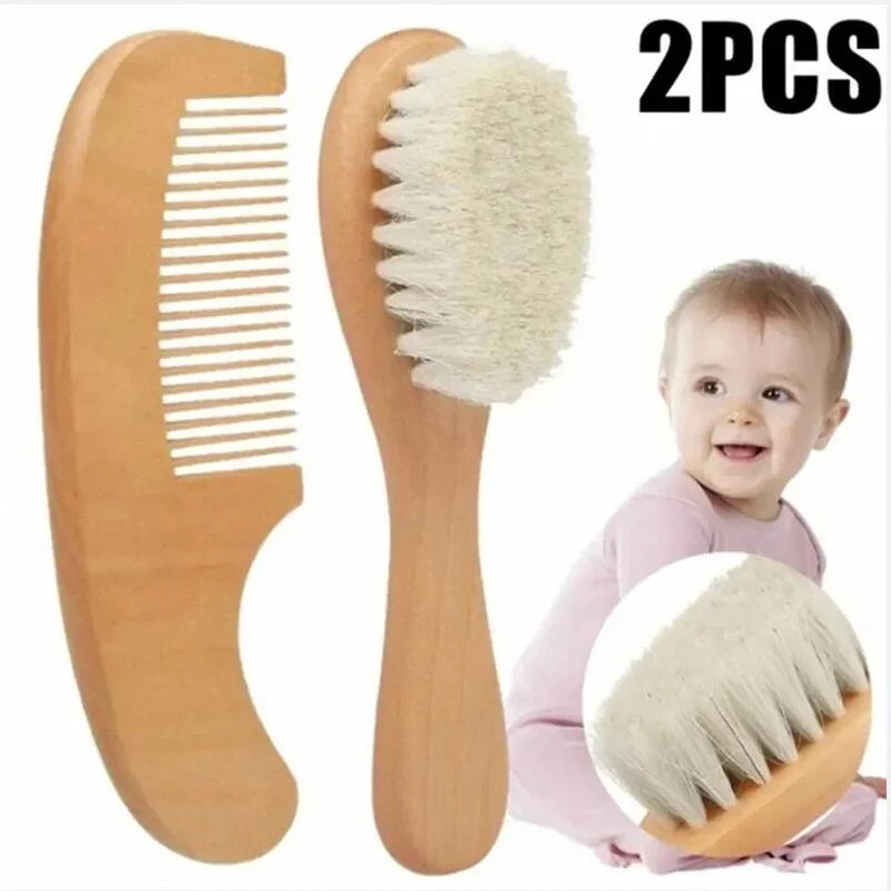 2 Piece Wooden Infant Brush & Comb